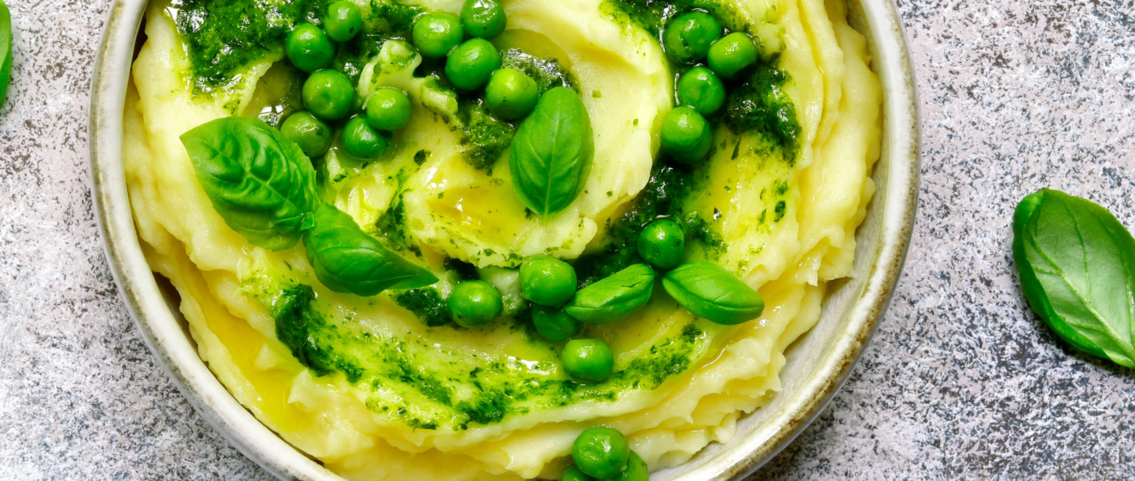 Purée de pommes de terre au pesto et aux petits pois | Alvo